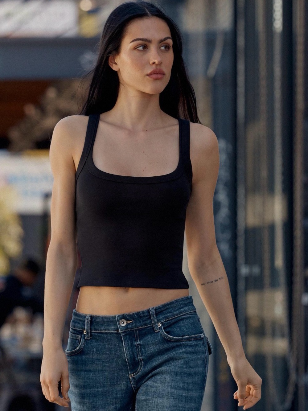 Zara Black Square Neck Tank
